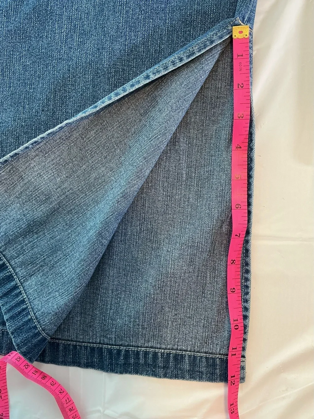 Original TY Wear Denim Maxi Skirt 12P Blue Utility Pockets Side Slit Y2K Cotton